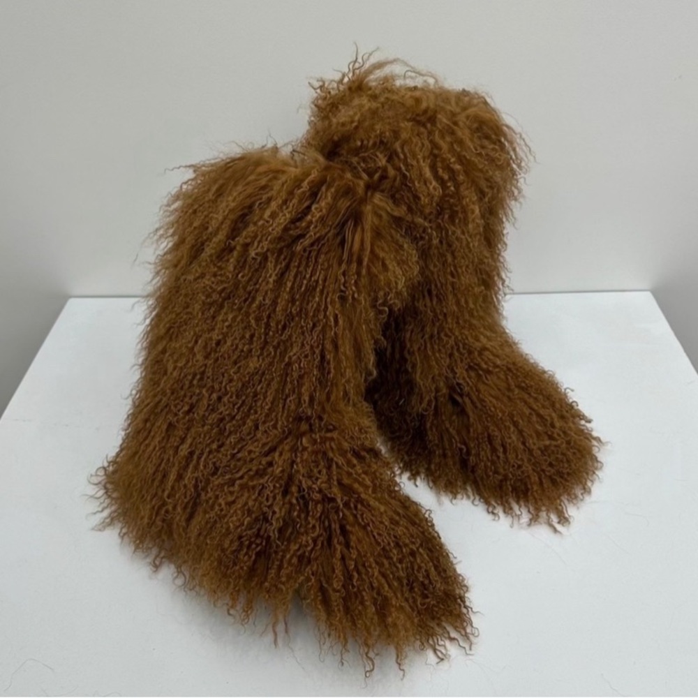 Real Fur Brown Shaggy Mongolian Boots sizes 7.5,8,8.5,9,10.5,11